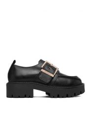 Guess Loafersy EO-CI12-LEA-01 Czarny. Czarne półbuty dziewczęce Guess, z aplikacjami, ze skóry, bez zapięcia. Za 249.99 zł.