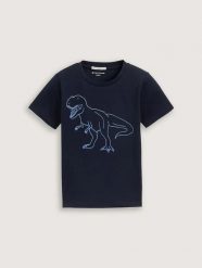 KOSZULKA T-SHIRT CHŁOPIĘCY TOM TAILOR NADRUK. Niebieskie t-shirty dla chłopców Tom Tailor, bez wzorów, z bawełny, bez ramiączek. Za 66.42 zł.