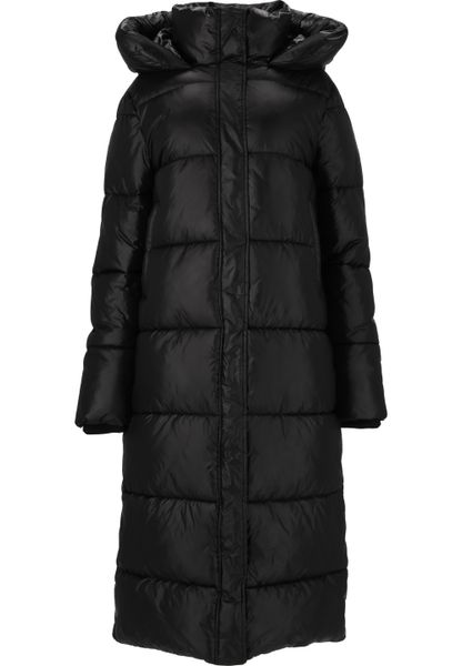Damska kurtka puchowa Athlecia Elly Maxi. Czarne kurtki damskie Athlecia, bez wzorów, z nylonu, bez kaptura. Za 638.50 zł.