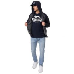 Bluza z kapturem i zamkiem błyskawicznym Lonsdale Slough. Niebieskie bluzy męskie Lonsdale, m, bez wzorów, z polaru, z kapturem. Za 325.50 zł.