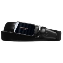 Skórzany pasek męski w czarnym kolorze z automatyczną klamrą - Peterson. Czarne paski damskie Peterson, bez wzorów, ze skóry, eleganckie. Za 129.00 zł.
