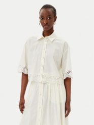 TWINSET Koszula 251TT2093 Écru Loose Fit. Bluzki damskie Twinset, bez wzorów, z bawełny, bez kołnierzyka, bez ramiączek. Za 449.99 zł.