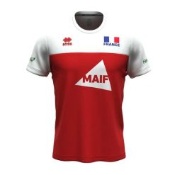 Koszulka France Brandon Maif 2024/25. Białe koszulki sportowe damskie ERREA, s, bez wzorów, z materiału, bez kołnierzyka, bez ramiączek, na fitness i siłownię. Za 216.00 zł.