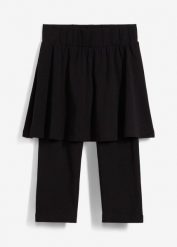 Legginsy rybaczki z doszytą spódniczką. Czarne legginsy dla dziewczynek bonprix, bez wzorów, z bawełny. Za 64.99 zł.