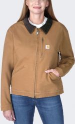 Carhartt Damska Kurtka Carhartt Detroit Rugged Canvas Brown. Brązowe kurtki sportowe damskie Carhartt, bez wzorów, bez kaptura. Za 373.67 zł.