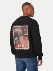 HUGO Bluza Durec 50566074 Czarny Relaxed Fit. Czarne bluzy męskie Hugo, m, bez wzorów, z bawełny, bez kaptura. Za 549.99 zł.