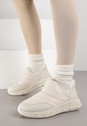 Beżowe Pikowane Sneakersy Śniegowce na Grubej Tłoczonej Platformie Verta. Brązowe śniegowce i trapery damskie Born2be, z jeansu. Za 59.99 zł.