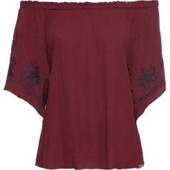 Bluzka z haftem bonprix czerwony rubinowy - kobaltowy. Czerwone bluzki damskie bonprix, bez wzorów, bez kołnierzyka. Za 49.99 zł.
