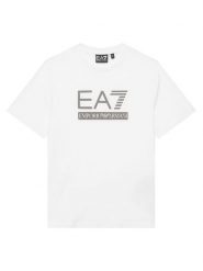 EA7 Emporio Armani T-Shirt 7B000350 AF10375 U0002 Biały Regular Fit. Białe t-shirty dla chłopców EA7 Emporio Armani, bez wzorów, z bawełny, bez ramiączek. Za 189.99 zł.