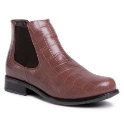 Sztyblety Jenny Fairy. Brązowe botki damskie Jenny Fairy, bez obcasa, na płaskiej podeszwie, bez zapięcia. Za 57.99 zł.