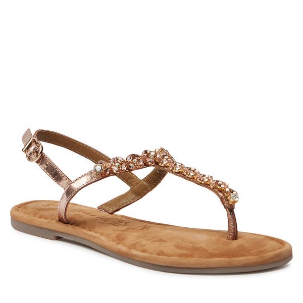 Sandały Tamaris. Brązowe sandały damskie Tamaris, bez wzorów, bez obcasa, na koturnie, bez zapięcia. Za 299.99 zł.