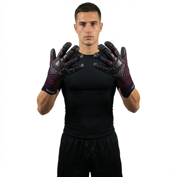 Rękawice bramkarskie EDWIN czarne fuksja. Czarne rękawiczki męskie Legea, na jesień, bez wzorów, z gumy. W wyprzedaży za 107.50 zł.