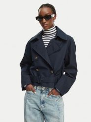 Tommy Jeans Trencz DW0DW22322 Granatowy Relaxed Fit. Niebieskie płaszcze damskie Tommy Jeans, xxs, bez wzorów, z bawełny, bez kaptura. Za 749.99 zł.