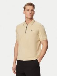 KARL LAGERFELD Polo 745021 562221 Beżowy Regular Fit. Brązowe koszulki polo męskie KARL LAGERFELD, m, bez wzorów, z bawełny, bez ramiączek. Za 459.99 zł.