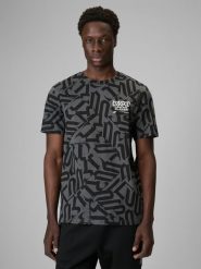 4F T-shirt regular z nadrukiem męski - czarny L. Czarne t-shirty męskie 4f, l, bez wzorów, z bawełny, bez kołnierzyka. Za 89.99 zł.