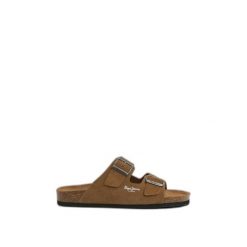Sandały Pepe Jeans Bio Suede. Brązowe sandały męskie Pepe Jeans, z jeansu, bez zapięcia. Za 269.65 zł.