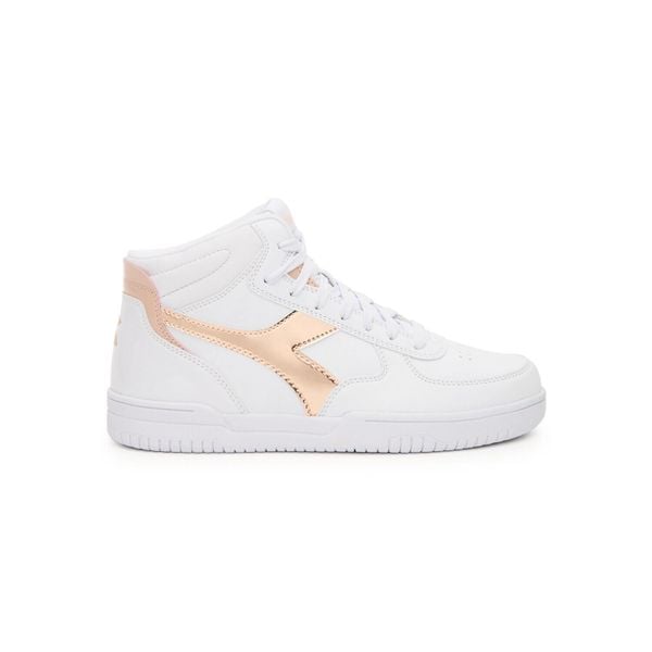 Trampki damskie DIADORA RAPTOR MID MIRROR WN. Białe trampki i tenisówki damskie Diadora, bez wzorów, z materiału, bez zapięcia. Za 99.99 zł.