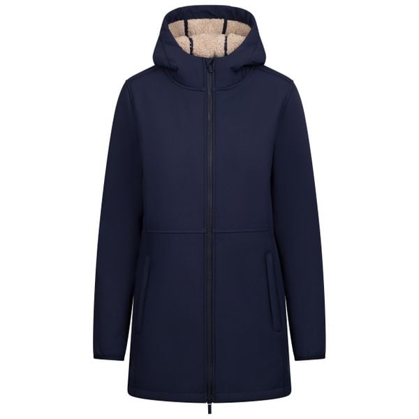 Kurtka Softshell Damska Sine z Bondowanym Futrem. Niebieskie kurtki damskie Trespass, l, bez wzorów, z futra, z kapturem. Za 425.56 zł.