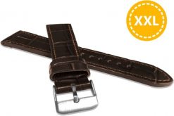 LAVVU XXL Brązowy szyty pasek CROCO z luksusowej skóry Top Grain - 18 XXL. Brązowe paski damskie Lavvu, bez wzorów, ze skóry. Za 99.00 zł.