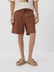 Bawełniane szorty jogger - brązowy. Brązowe szorty męskie Reserved, l, bez wzorów, z bawełny. Za 99.99 zł.