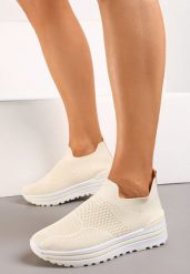 Beżowe Buty Sportowe na Grubej Podeszwie z Elastyczną Cholewką Bellinda. Brązowe obuwie sportowe damskie Born2be, bez wzorów. Za 54.99 zł.