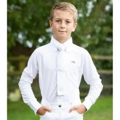 Koszulka jeździecka z krótkim rękawem dla dzieci Premier Equine Mini Antonio. Białe t-shirty dla chłopców PREMIER EQUINE, bez wzorów, z bawełny, bez ramiączek. Za 286.00 zł.