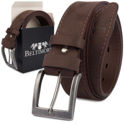 Pasek Męski Skórzany Zamszowy Skóra Naturalna Brązowy Beltimore W50 : Kolory - Brązowy, Beżowy, Rozmiar Pasków - R.95-110 Cm. Brązowe paski damskie bez wzorów, z jeansu, klasyczne. Za 59.99 zł.