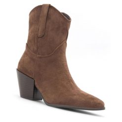 Kowbojki Jenny Fairy. Brązowe botki damskie Jenny Fairy, bez obcasa, na słupku, bez zapięcia. Za 95.99 zł.