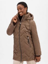 VG Pikowany płaszcz damski Kobiety brązowy jednolity, 40. Brązowe płaszcze damskie VG, uniwersalny, bez wzorów, z puchu, bez kaptura. Za 999.95 zł.