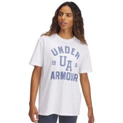 Damska koszulka z nadrukiem Under Armour Heavyweight. Białe t-shirty damskie Under Armour, bez wzorów, z materiału, bez kołnierzyka. Za 190.65 zł.