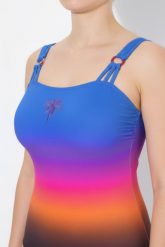 Damskie Kostium kąpielowy cieniowanie miękkie miseczki trzy ramiączka. Niebieskie kostiumy jednoczęściowe damskie Ulla Popken, plus size, bez wzorów, z elastanu, plus size, do pływania. Za 191.99 zł.