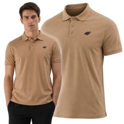 Koszulka polo męska 4F 4FWSS25TPTSM706. Niebieskie koszulki polo męskie 4f, m, bez wzorów, z bawełny, biznesowe, bez ramiączek. Za 69.99 zł.