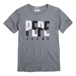 T-shirt w kolorze szarym. T-shirty męskie Pepe Jeans, z nadrukiem, z okrągłym kołnierzem. W wyprzedaży za 49.95 zł.