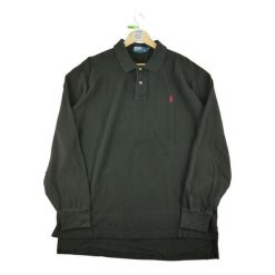 Second life - Długi Rękaw Polo Shirt dla Mężczyzn Czarny - Stan bardzo dobry. Czarne koszulki polo męskie Ralph Lauren, m, bez wzorów, bez kołnierzyka, bez ramiączek, na golfa. Za 126.86 zł.