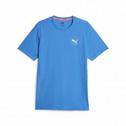 Koszulka z krótkim rękawem Męska Puma Run Favorite Ss Błękitne niebo. Niebieskie koszulki sportowe męskie Puma, m, bez wzorów, bez kołnierzyka, bez ramiączek, do biegania. W wyprzedaży za 80.75 zł.