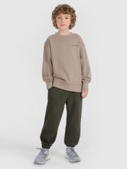 4F Spodnie dresowe joggery chłopięce - khaki 122 (6-7 lat). Brązowe spodnie sportowe dla chłopców 4f, bez wzorów, z bawełny, sportowe. W wyprzedaży za 39.99 zł.