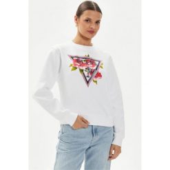 GUESS Bluza Damska "Roses Triangle" Biała, Roz. S. Białe bluzy damskie Guess, s, z aplikacjami, bez kaptura. Za 279.99 zł.