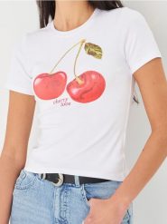 Koszulka z nadrukiem - biały. Białe koszulki sportowe męskie Sinsay, l, bez wzorów, bez kołnierzyka, bez ramiączek. W wyprzedaży za 13.99 zł.