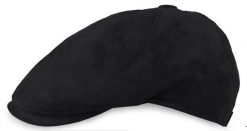 Wiosenno-Jesienny Kaszkiet - Jarek - Zamszowy Styl Tkaniny - Czarny. Czarne czapki i kapelusze męskie Jarek, na jesień, bez wzorów, z materiału. Za 45.00 zł.