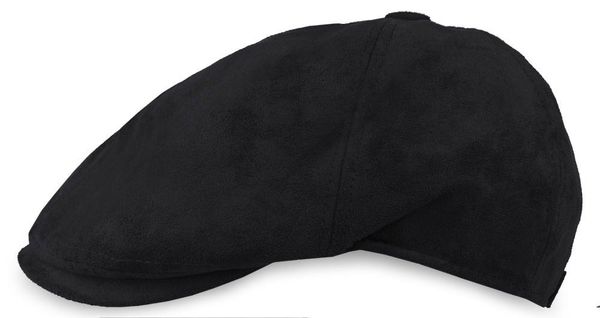 Wiosenno-Jesienny Kaszkiet - Jarek - Zamszowy Styl Tkaniny - Czarny. Czarne czapki i kapelusze męskie Jarek, na jesień, bez wzorów, z materiału. Za 45.00 zł.