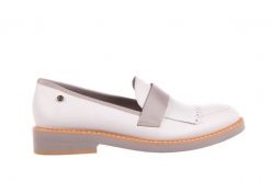 Mokasyny Bayla-156 3287 Bufino Bianco Mustang Szary/ Biały, Skóra naturalna - 40. Białe mokasyny damskie Bayla, ze skóry. W wyprzedaży za 134.10 zł.