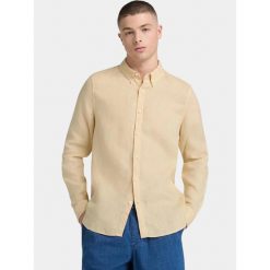 Koszulka Męska Timberland LS Linen. Brązowe koszule męskie Timberland, m, bez wzorów, bez kołnierzyka, bez ramiączek. Za 449.00 zł.