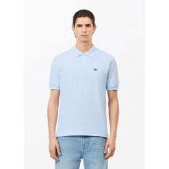 Polo Lacoste klasyczny niebieski. Niebieskie koszulki polo męskie Lacoste, m, bez wzorów, z bawełny, casualowe, bez ramiączek. W wyprzedaży za 430.00 zł.