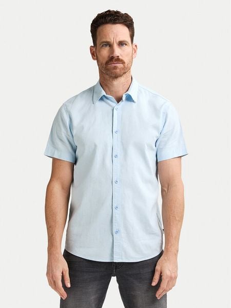 Petrol Industries Koszula M-1050-SIS414 Błękitny Regular Fit. Niebieskie koszule męskie Petrol Industries, l, bez wzorów, ze lnu, bez kołnierzyka, bez ramiączek. Za 129.99 zł.