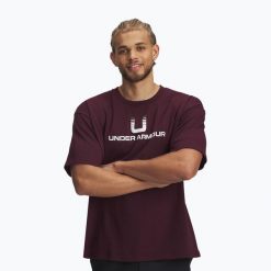Koszulka Under Armour Logo Heayweight. Brązowe koszulki sportowe męskie Under Armour, bez wzorów, bez kołnierzyka, bez ramiączek, na fitness i siłownię. Za 129.99 zł.