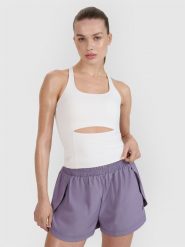 4F Top treningowy slim szybkoschnący damski 4F x Anna Lewandowska - biały M. Białe koszulki sportowe damskie 4f, m, bez wzorów, z dzianiny, bez kołnierzyka, bez ramiączek, na fitness i siłownię. Za 99.99 zł.