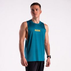 Tank top treningowy DZIK® niebieski. Niebieskie t-shirty męskie DZIK, m, bez wzorów, z materiału, sportowe, bez kołnierzyka. Za 159.99 zł.