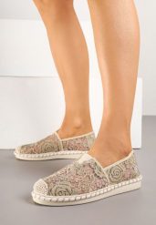 Ciemnobeżowe Espadryle z Plecionką i Koronką Merarilia. Brązowe espadryle damskie Renee, na lato, bez wzorów, z koronki, eleganckie, bez obcasa, bez zapięcia. Za 69.99 zł.