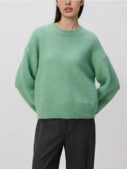 Sweter z dodatkiem wełny - jasnoturkusowy. Niebieskie swetry damskie Reserved, l, bez wzorów, z dzianiny, bez kołnierzyka, bez ramiączek, bez kaptura. Za 129.99 zł.