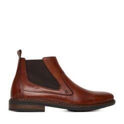 Botki Rieker. Brązowe botki męskie Rieker, bez wzorów, bez zapięcia. Za 369.99 zł.